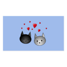 Gulliga svart och gråa katter, med Hearts. Visitkort Mallar