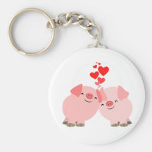 Gulliga tecknadgrisar förälskade Keychain Nyckelringar