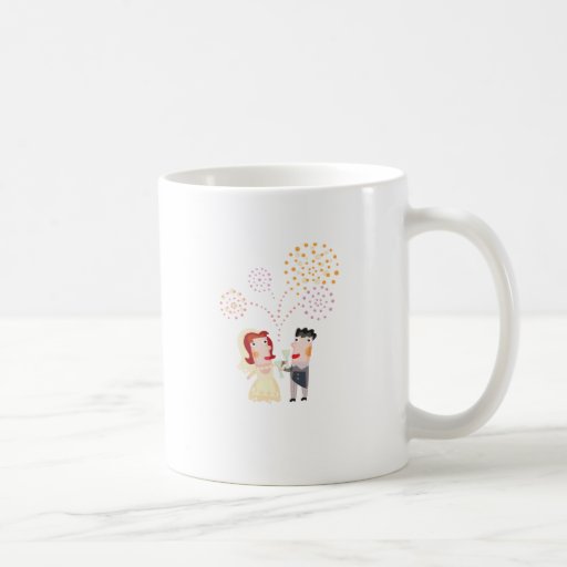 Gulligt ", gifta sig koppla ihop" tecknaddesignen kaffe koppar