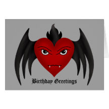 Gulligt gotiskt bevingat vampyrhjärtatillfällen kort