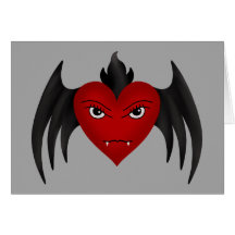 Gulligt gotiskt bevingat vampyrhjärtatillfällen kort