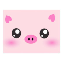 Gulligt grisansikte - kawaiiminimalism vykort