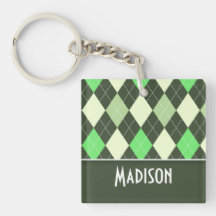 Gulligt grönt Argyle mönster Keychains