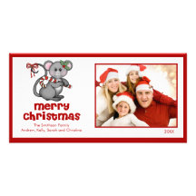 GULLIGT kort för foto för musgod julfamilj Fotokort Mall