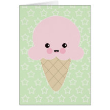 Gulligt kort för Kawaii glassfödelsedag