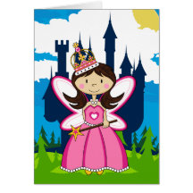 Gulligt princess- och slottkort