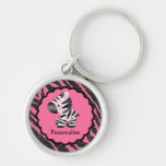 Gulligt rosa djurt tryck KeyChain för sebra och fö Nyckel Ring