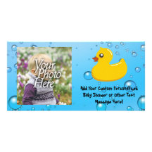 Gulligt Rubber Ducky/blått bubblar Anpassingsbara Fotokort