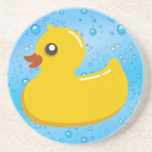 Gulligt Rubber Ducky/blått bubblar Glasunderlägg