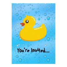 Gulligt Rubber Ducky/blått bubblar Inbjudan