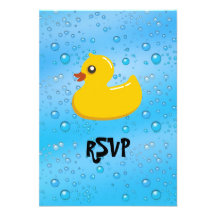 Gulligt Rubber Ducky/blått bubblar Personliga Inbjudningskort