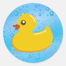 Gulligt Rubber Ducky/blått bubblar Klistermärke
