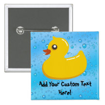 Gulligt Rubber Ducky/blått bubblar Knappar Med Nål