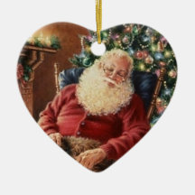 Gulligt Santa ta sig en tupplur Julgransdekoration