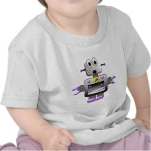 Gulligt silver & purpurfärgad Retro robot Tee Shirts