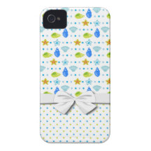 gulligt sjöstjärnasnäckskal- och polka dotsmönster iPhone 4 skal