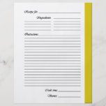Gult 2 sid receptsidor flyg blad