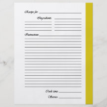 Gult 2 sid receptsidor flyg blad