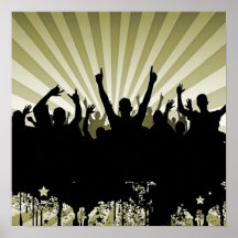 Gult för Silhouette för folkmassa för POSTER-/PRIN