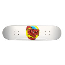 gult grafiskt skjortahuvud för werewolf skateboard deck
