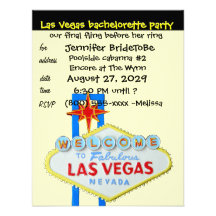 Gult Las Vegas Bachelorette för pastell party Anpassningsbara Inbjudningskort