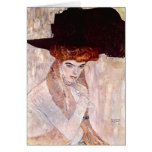 Gustav Klimt ~ den svart hatten 1910 Hälsningskort