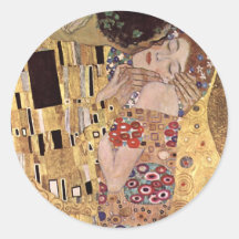 Gustav Klimt ~ kyssen Rund Klistermärke