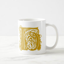 H Monogram Wedding Gold Mugs Cups and Steins