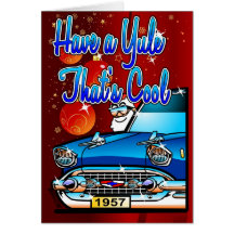 Ha en Yule som är coolan - 57 Chev tecknadjulafton Kort