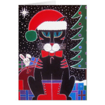 Ha ett kort för den Purrrfectly god julSanta katte