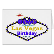 Ha ett sagolikt Las Vegas födelsedagkort i blått &