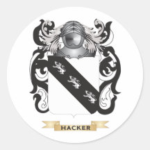 Hackervapensköld (familjvapenskölden) runda klistermärken