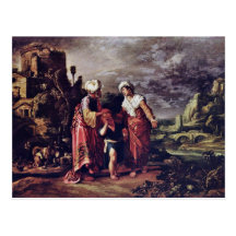 Hagar'Ss avsked av Lastman Pieter Pietersz. Vykort