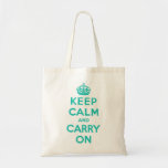 Håll lugn och bär på Cyan hänger lös Tote Bag