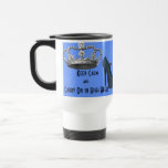 Håll lugn och bär på i hälblått kaffe koppar