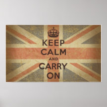Håll lugn och bär på med UK-flagga Posters