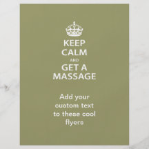 Håll lugn och få en massage flygblad designs