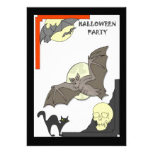 Halloween festkatt och fladdermöss anpassningsbara inbjudningskort
