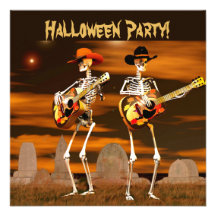 Halloween festskelettmusiker anpassningsbara inbjudningskort