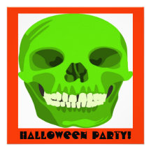 Halloween grön skalleinbjudan