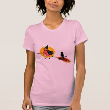 Halloween gullig häxa med katten tshirts