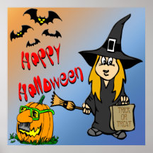 Halloween gullig häxaaffisch