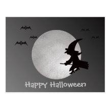Halloween häxa i flyg vykort