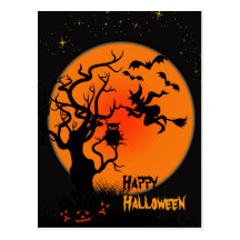 Halloween häxa- och ugglaHalloween vykort
