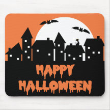 Halloween horisont med fullmånen och fladdermöss musmatta