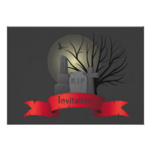 Halloween inbjudan med gravestones och banret