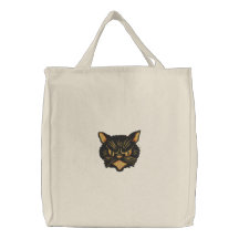 Halloween katt broderad tygkasse