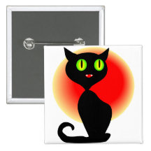 Halloween knäppas den svart katten knapp med nål