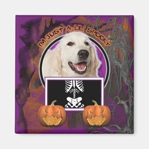 Halloween - precis en spöklika Lil - guld- Retriev Kylskåpsnagnet