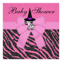 Halloween rosa sebra & djur tryckbaby shower anpassningsbara inbjudningskort